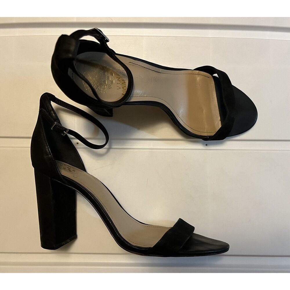 Vince Camuto Malissa Block Heels Ankle Strap Sandals Women’s Size 10M Black